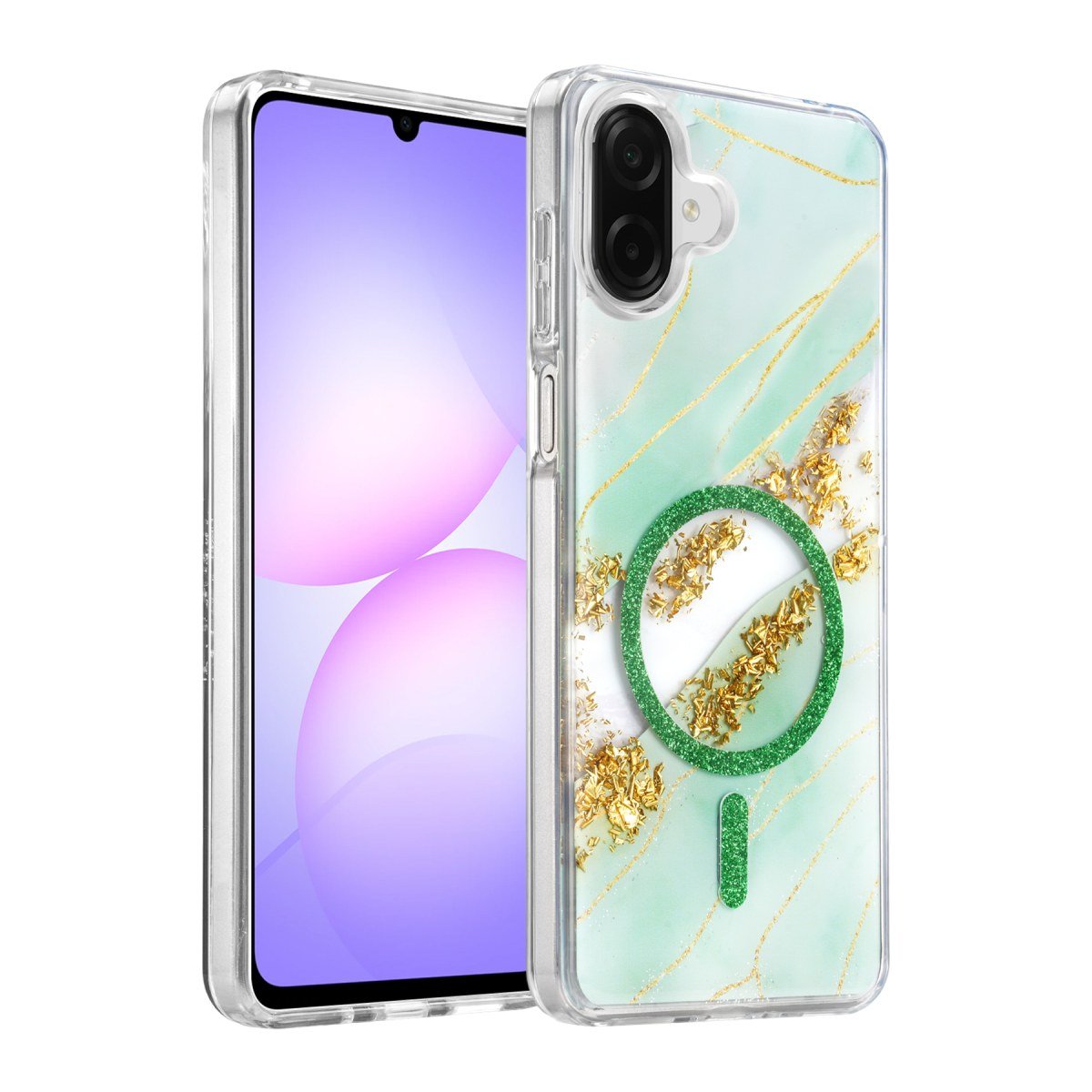 Onegif Samsung Galaxy A07 4G Lotus Simli Magsafe Kapak - Yeşil