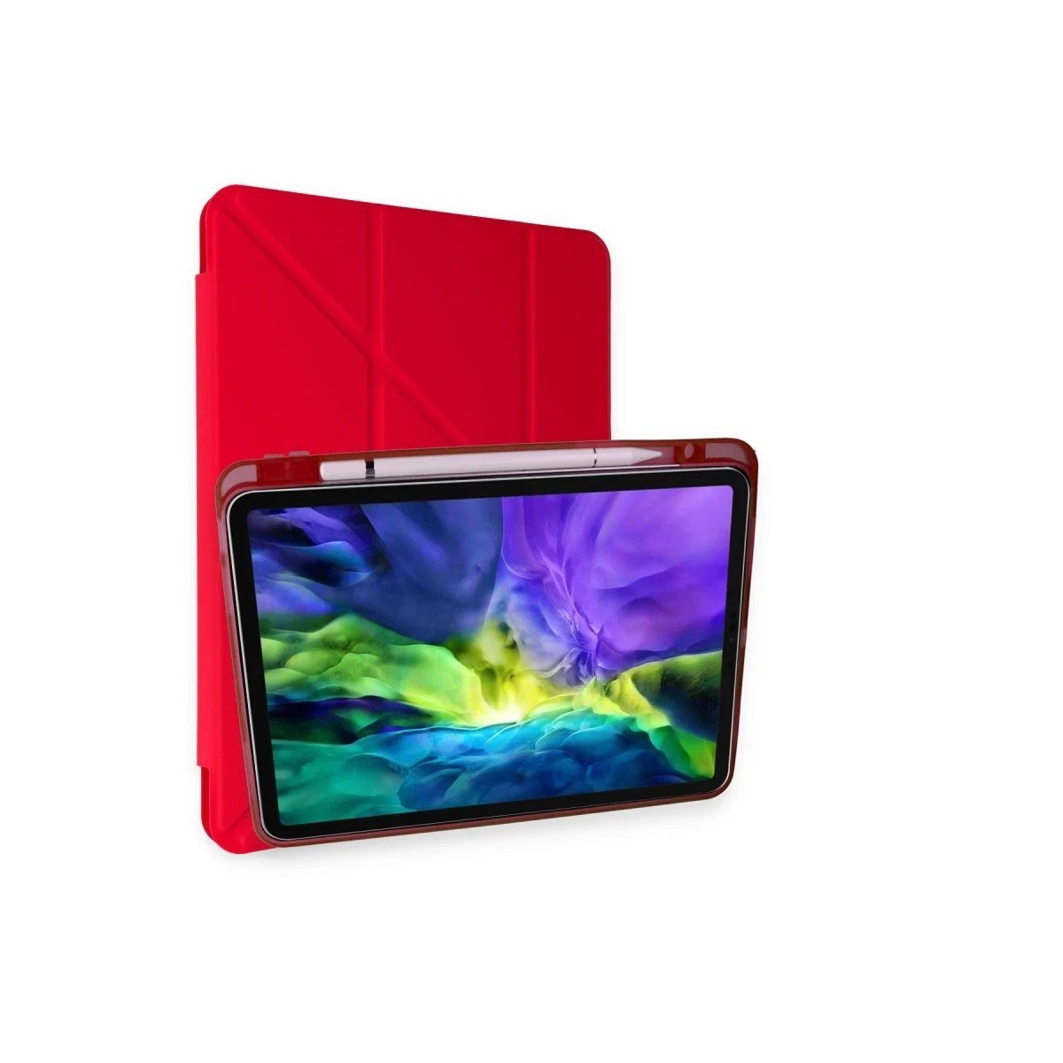 Apple iPad Pro 11 (2024) Kılıf Kalemlikli Mars Tablet Kılıfı - Kırmızı