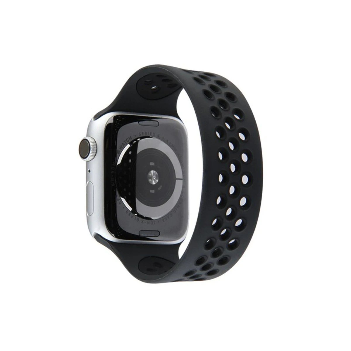 Apple Watch 38mm Ayarlı Delikli Silikon Kordon - Siyah-Siyah