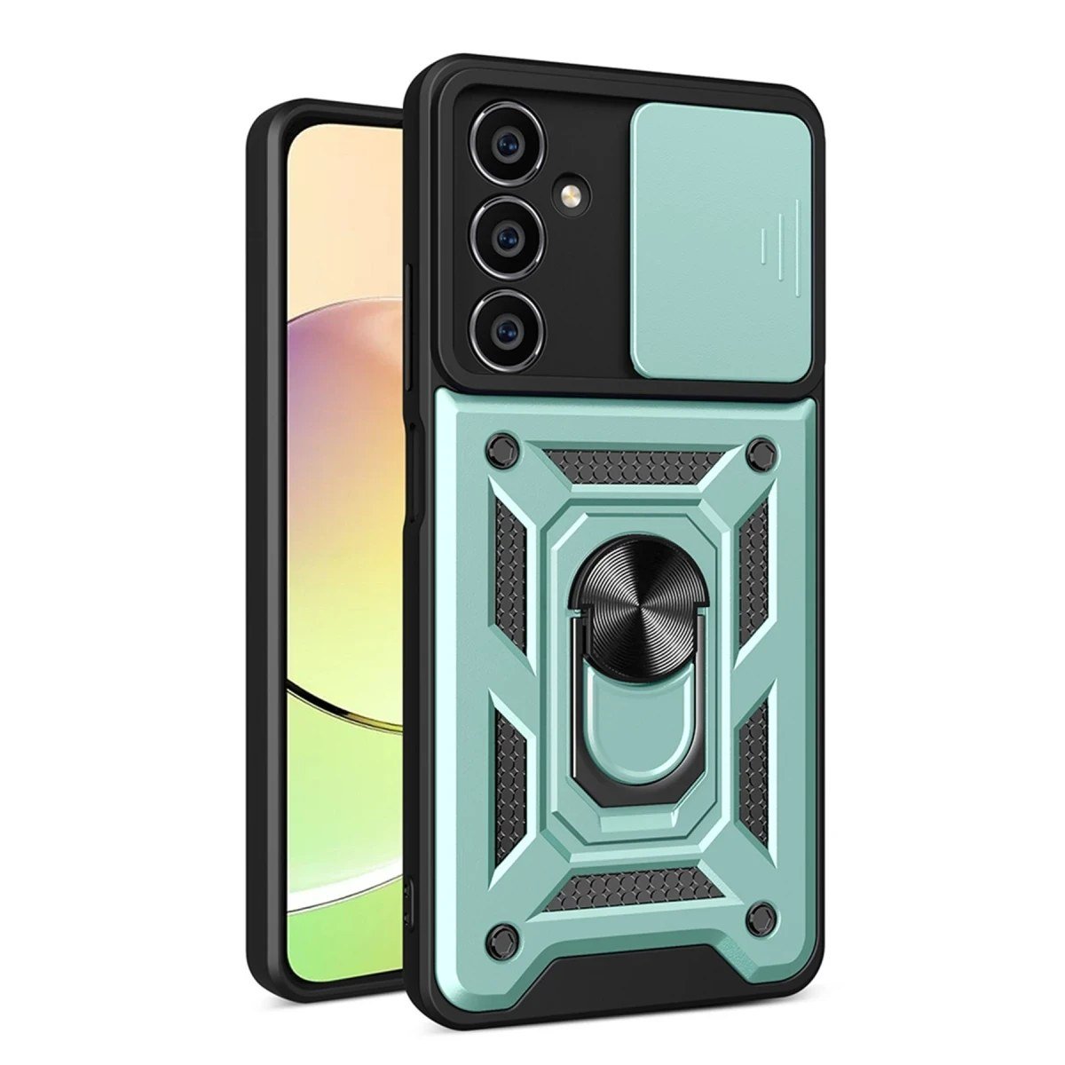 Samsung Galaxy A15 4G Kılıf Pars Lens Yüzüklü Silikon - Yeşil