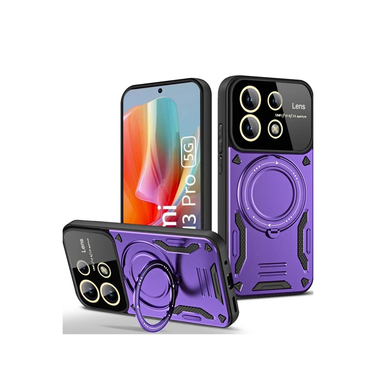 Xiaomi Redmi Note 13 Pro 4G Kılıf Joy Lens Standlı Kapak - Mor