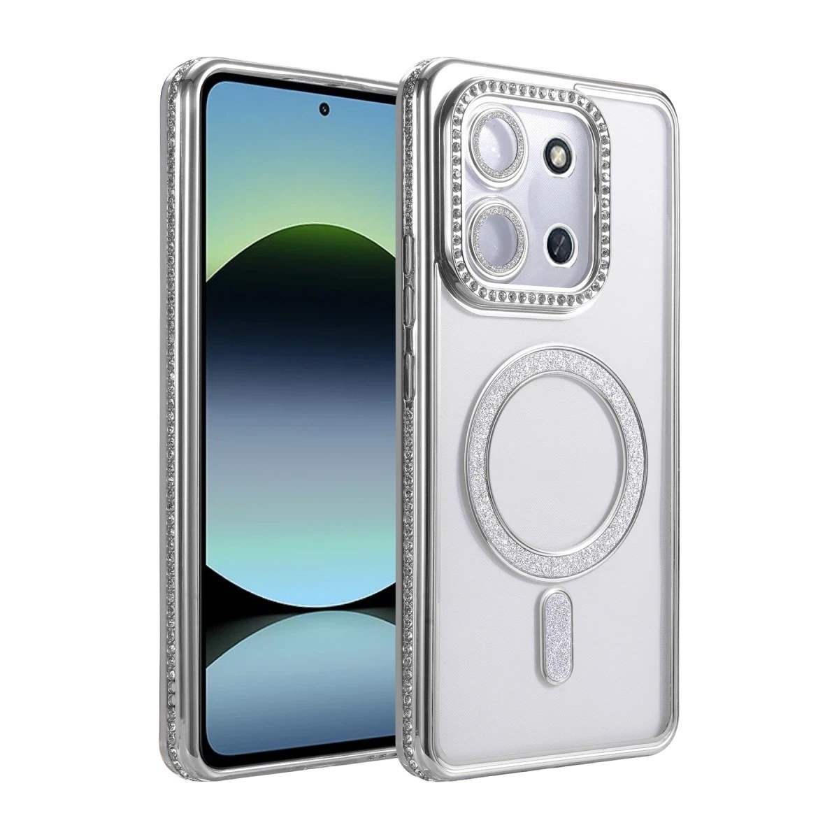 Xiaomi Redmi 15C 4G Joke Simli Magneticsafe Kılıf - Gümüş