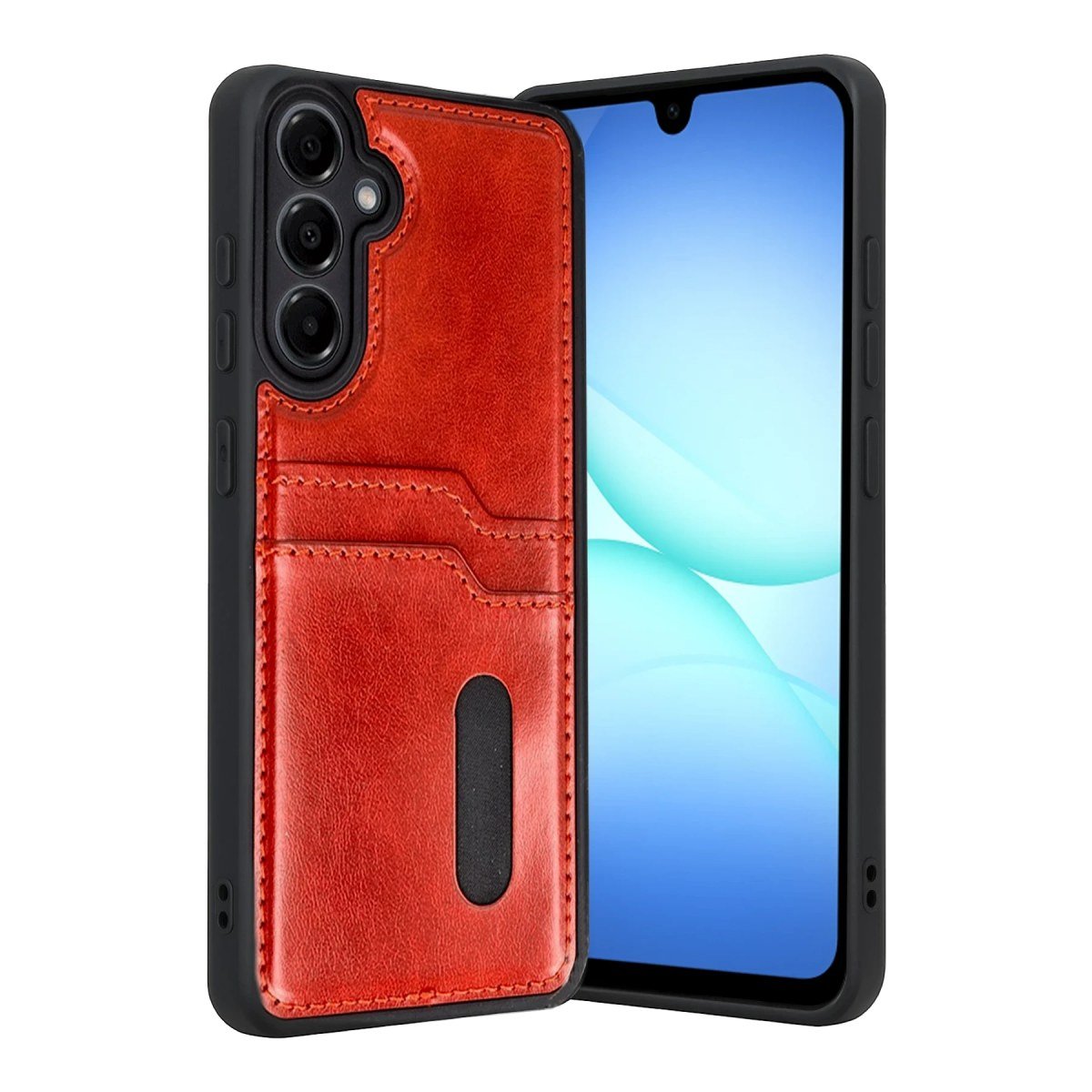 Samsung Galaxy A37 5G Sara Kartvizitli Deri Kılıf - Kırmızı