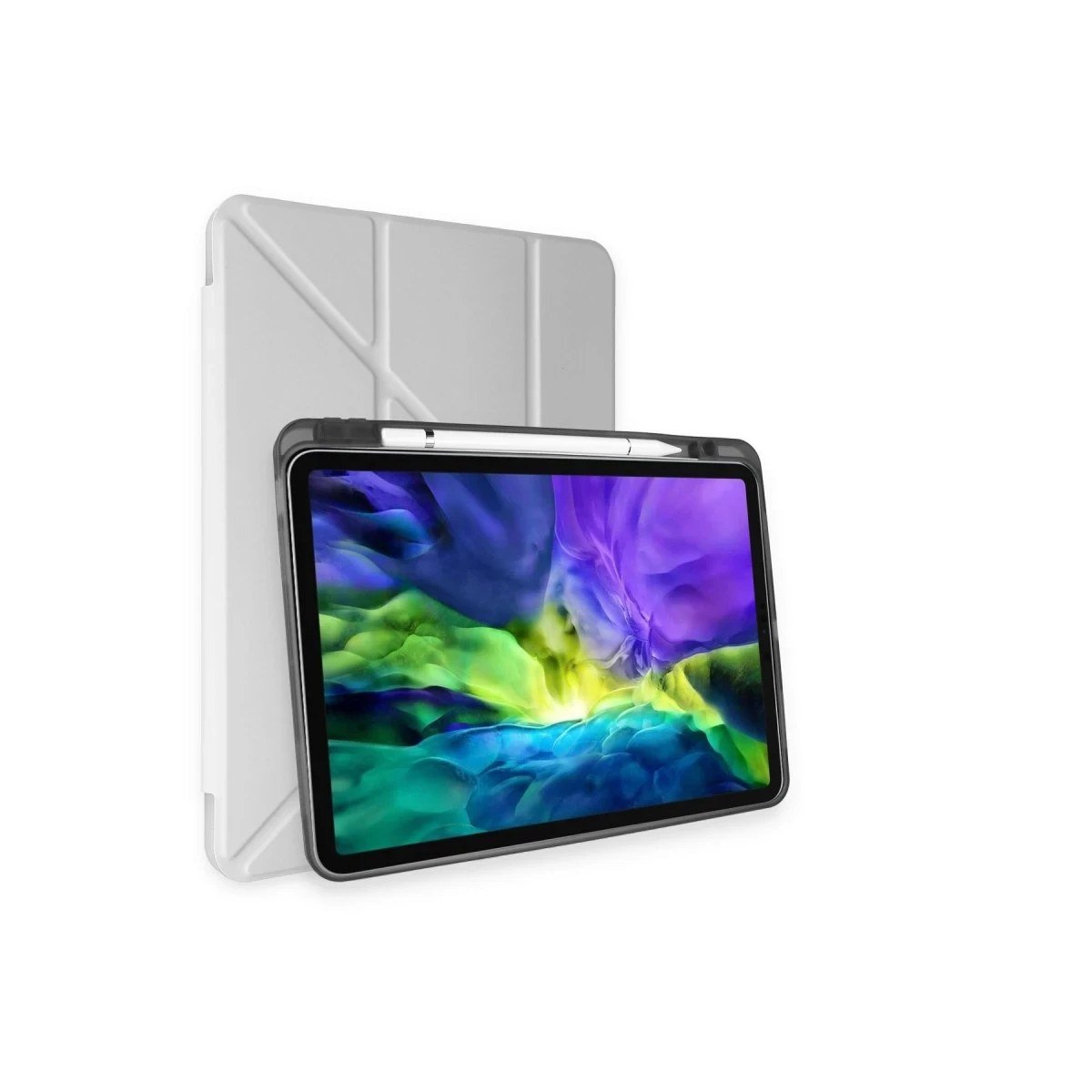 Apple iPad Air 4 10.9 Kılıf Kalemlikli Mars Tablet Kılıfı - Gri
