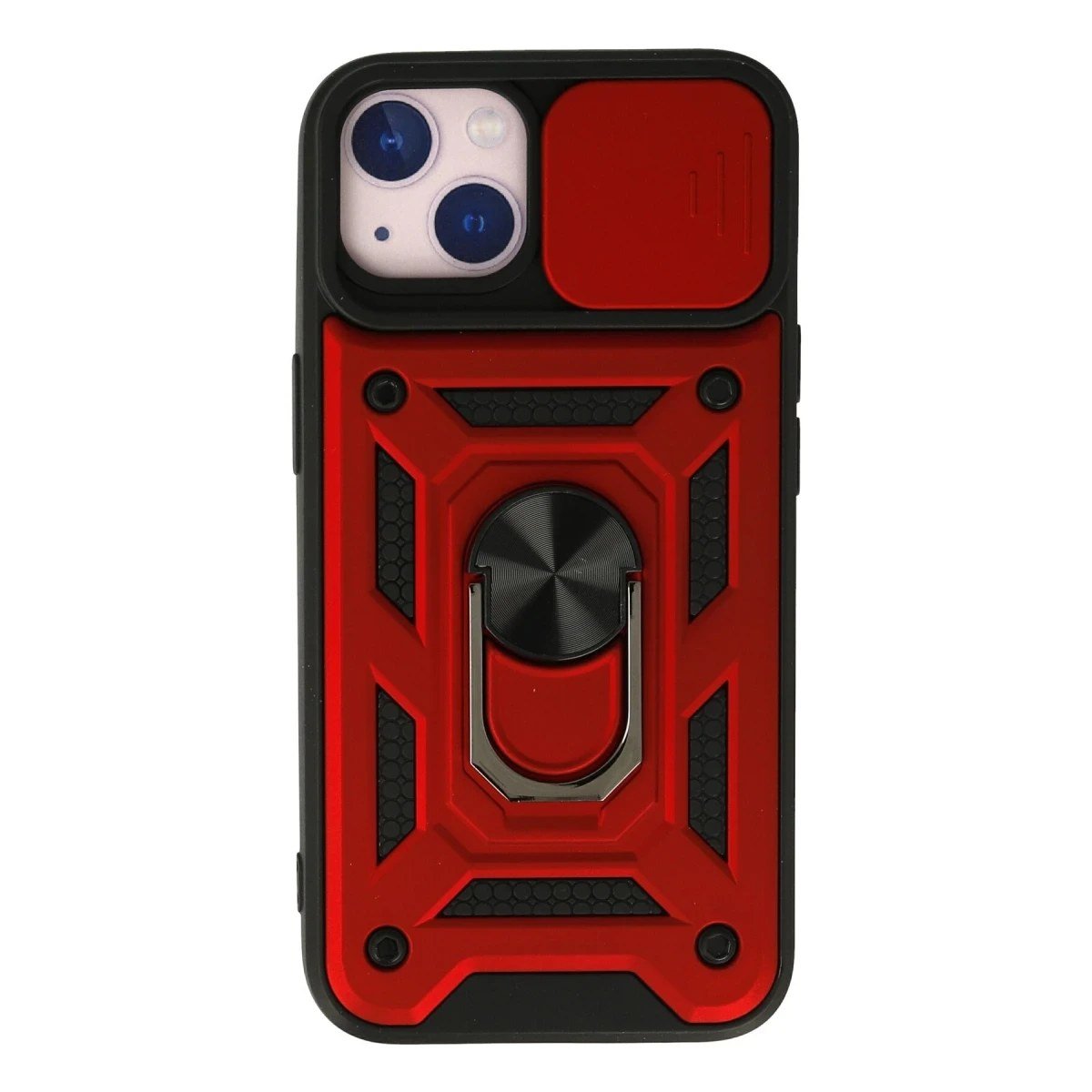 Apple iPhone 15 Kılıf Pars Lens Yüzüklü Silikon - Kırmızı