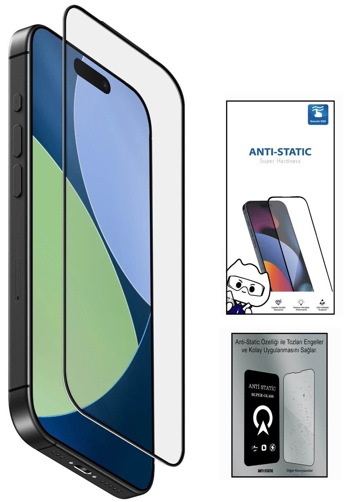 iPhone 13 6D Anti Static Temperli Cam Ekran Koruyucu Kırılmaz Full Kaplama (1550)