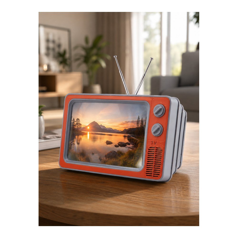 12 İnç Telefon Ekran Büyütücü Retro TV Tasarımlı HD Fresnel Lens Taşınabilir Mobil Ekran Büyütücü