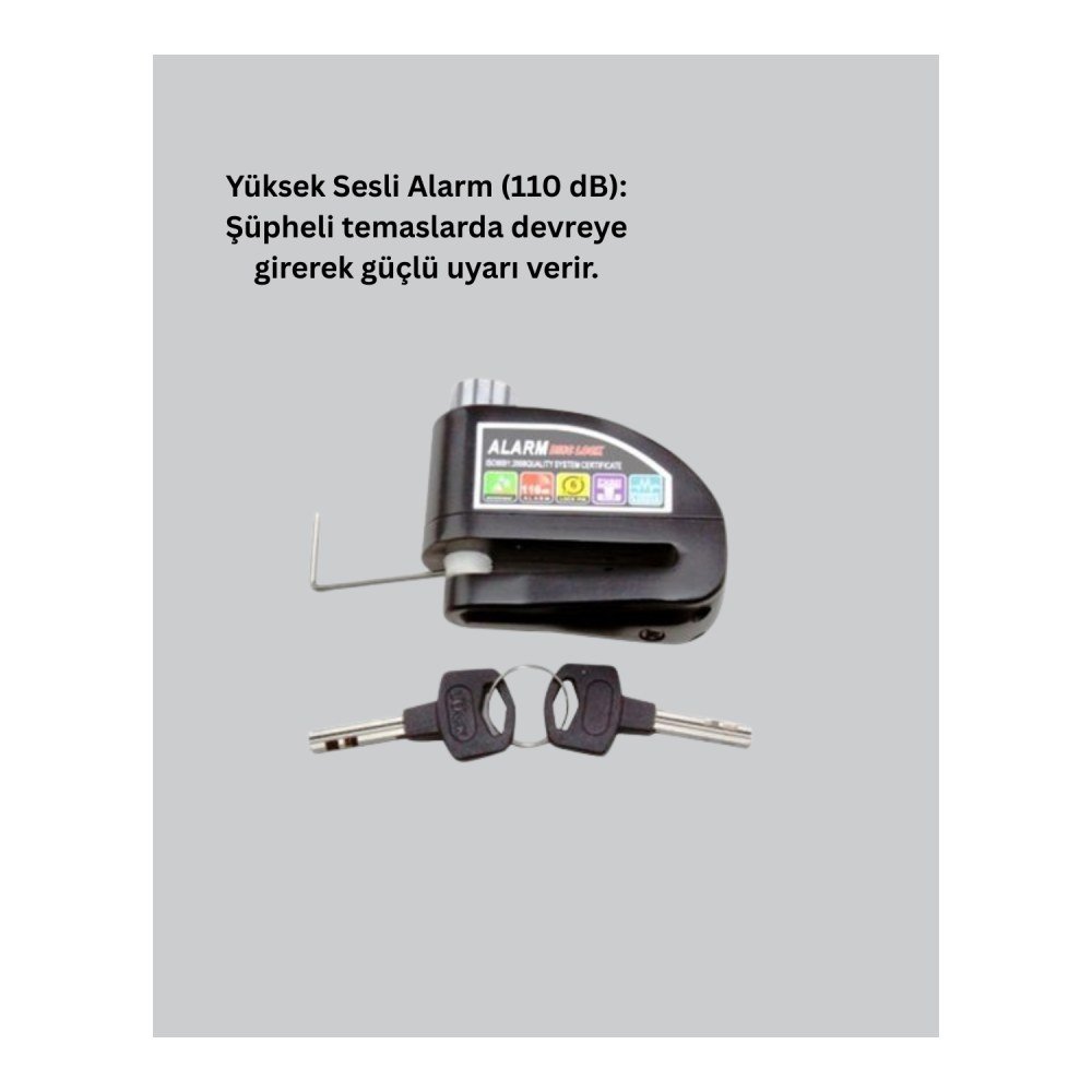 110 dB Alarm Disk Kilidi Motosiklet Scooter Bisiklet Güvenlik Yeni Nesil