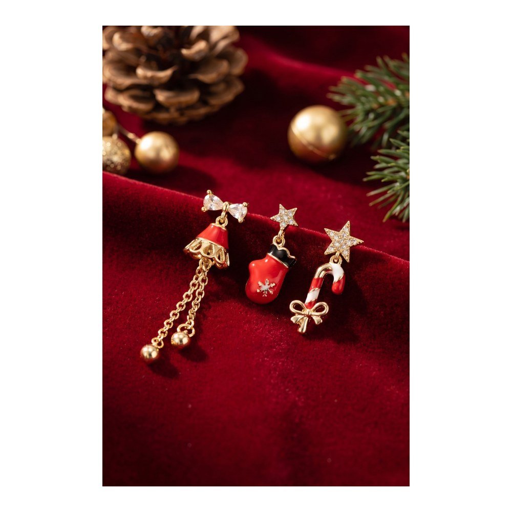 Christmas Koleksiyonu Zirkon Taşlı Yılbaşı Küpe