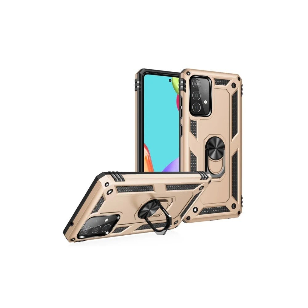 Samsung Galaxy A52 Kılıf Sofya Yüzüklü Silikon Kapak - Gold