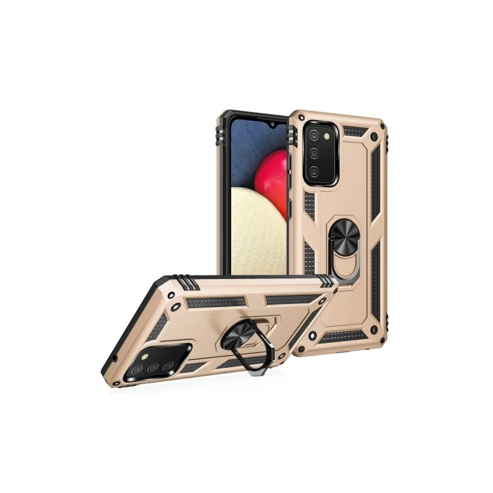 Samsung Galaxy A02S Kılıf Sofya Yüzüklü Silikon Kapak - Gold