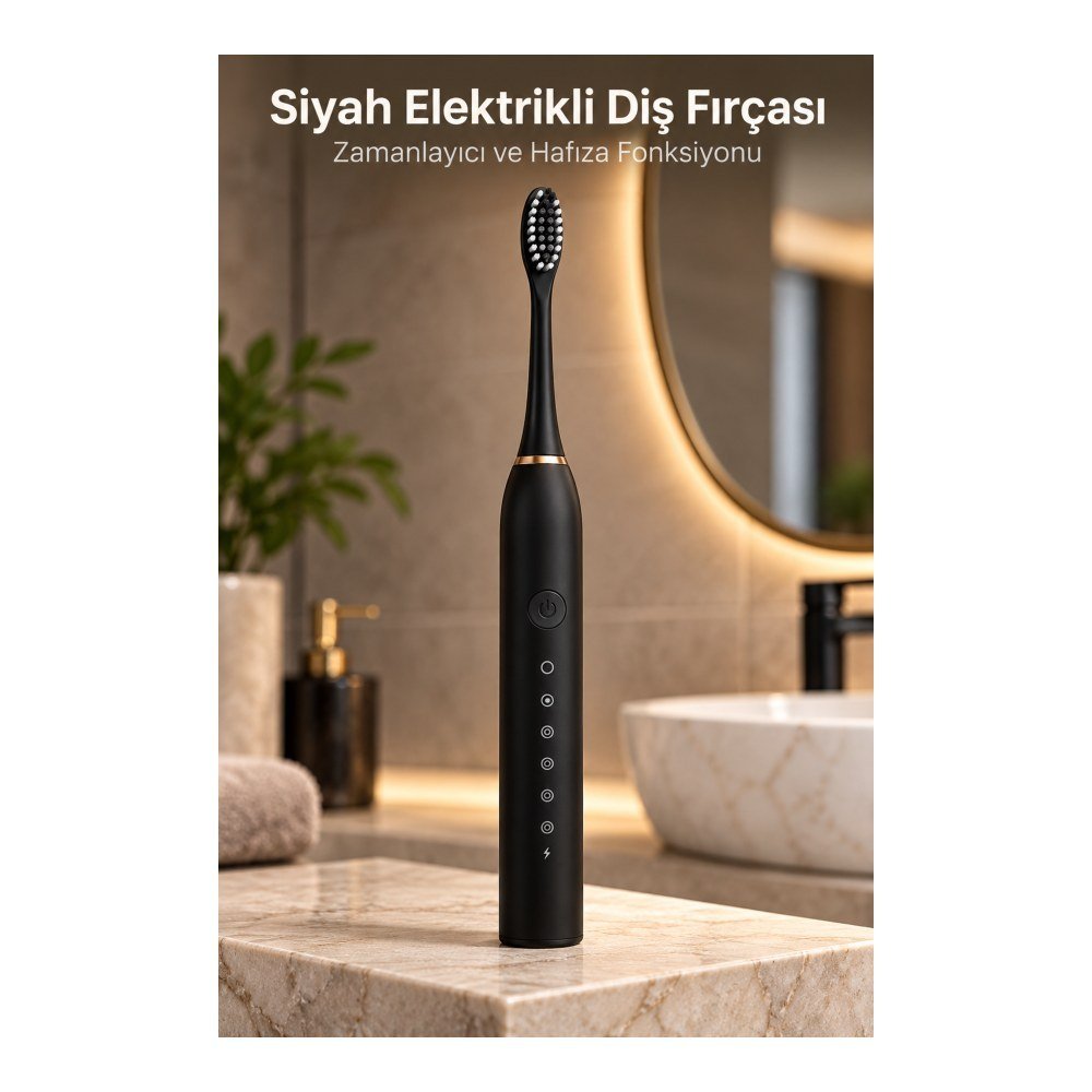 Siyah Elektrikli Diş Fırçası IPX7 Suya Dayanıklı