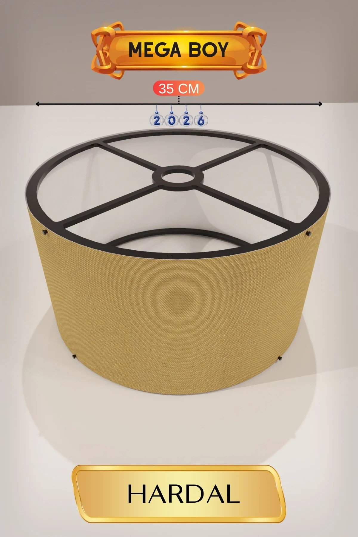 Şık Hardal Lambader Başlığı 35 Cm Modern Tasarım