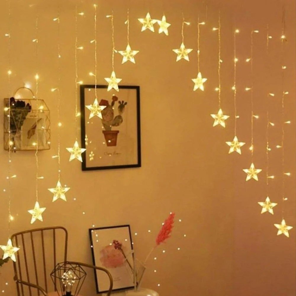 Estetik Yıldız Tasarımlı Led Perde 3 Metre Uzunluk